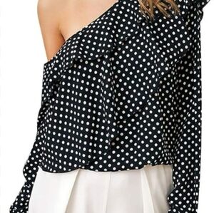 Asymmetrical polka dot blouse